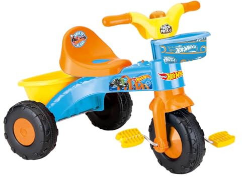 Dreirad für Kinder ab 2 Jahren | Kinderdreirad mit 2 großen Ablagekörben | Trike mit Breiten Reifen | Baby Dreirad mit Hupe | Kinderspielzeug als Hot Wheels Lizenzprodukt