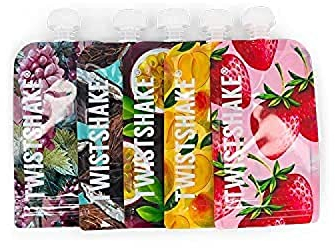Twistshake Babynahrungsbeutel 220 ml – 5er-Set | Wiederverwendbare Babynahrungstasche mit doppeltem Reißverschluss | BPA-freie Fill n Squeeze Baby-Entwöhnungsbeutel | Auslaufsicherer Quetschbeutel