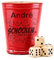 Würfelbecher mit Gravur - ROT - Ihr Name + Motiv zur Auswahl + 5 Würfel inklusive - roter Knobelbecher echtes Leder