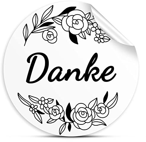 108x Danke Aufkleber Schriftzug Sticker 3cm, selbstklebend für Geschenke, Kommunion, Konfirmation, Einschulung, zur Danksagung o. Hochzeit