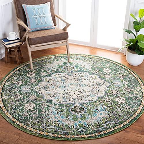 SAFAVIEH Zeitgenössische Teppich für Wohnzimmer, Esszimmer, Schlafzimmer - Madison Collection, Kurzer Flor, Grau und Türkis, 66 x 183 cm
