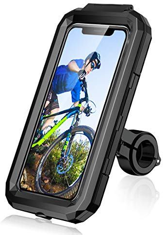 LUROON Support Téléphone Vélo Moto Scooter, Universel Ecran Tactile Etanche Rotation à 360 VTT Support Guidon Housse De Téléphone, pour 4.5-5.9 Pouces Smartphones