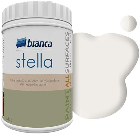 Bianca Stella Möbelfarbe Ohne Schleifen für Küche & Bad, Sahara, Glänzend, 1000ml, Wasserbasiert, Möbellack für alle Oberflächen, Holzfarbe, Fliesenfarbe, Metallfarbe & Renovierfarbe