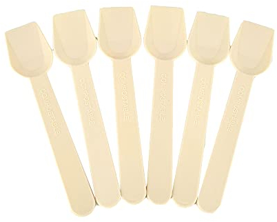 IMBALLAGGI ALIMENTARI PZ 500 PALETTE CUCCHIAINI COMPOSTABILI Beige CM 10 PALETTE per Gelato, Yogurt E SEMIFREDDI Spoon