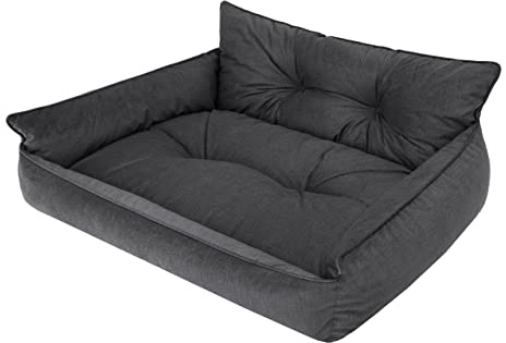 PillowPrim Hundebett Haustierbett Liegen Hundekissen Gesteppt Bett Hundeliege Hundematratze Sofa Tierbett Hundesofa Matratze, XXXL - 132 x 106 cm, Graphit Fancy