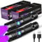 DARKBEAM UV Flashlight Rechargeable Wood's lamp Black Light, Blacklight Ultraviolet Portable Mini Handheld LED Torch, Pocket-Sized with Clip Water Resistant, 395nm Pet Clothing Detection, 2 Pack