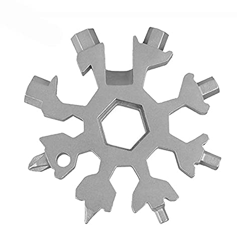 18-in-1-Schneeflocken-Multitool, Männer und Frauen, Neuheit, Geschenkidee, ausgezeichneter Strumpffüller, Edelstahl-Gadgets, Schraubendreher, Flaschenöffner für Outdoor-Camping, Reisen (weiß)