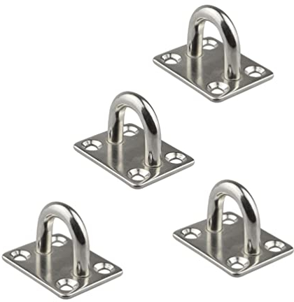 Happyyami Hochleistungshaken Augenhaken 4Pcs Edelstahl Augenplatte U Haken Deckenhaken Wandmontage Ringhaken Hanging Hardware Staple Haken für Yoga- n Hakenpad-Augenplatte