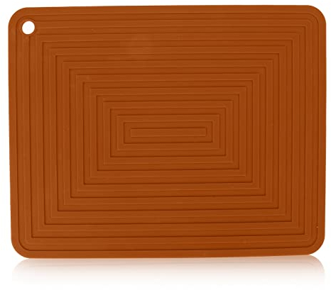 Silikon Abtropfmatte, 28 x 22 cm rutschfest Hitzebeständig Geschirr Abtropfmatte Spüle Organizer Schutzmatte, Leicht zu Reinigen, Abtropfgestell für Küche, Badezimmer(Braun)
