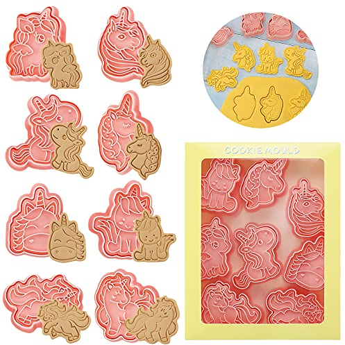 8 cortadores de galletas para animales, cortadores de galletas para niños, molde para galletas, juego de cortadores de galletas 3D, cortador de galletas para fondant, decoración de tartas (A)