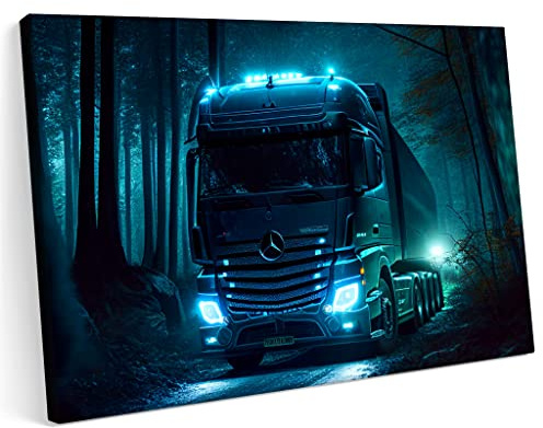 Printonia Bilder Leinwandbild 120x80cm Merccedes Benz Merc Actros PKW TIR LKW LKW Abstract Neon Tuning