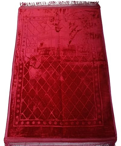 Roland Germany Gebetsteppich weich Islam Seccade Sejjade Namazlik Islamic Prayer Rug 80x120 cm (Rot)