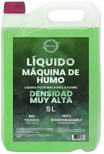 Plantawa Líquido Máquina de Humo Natural 5 Litros | Líquido Máquina Humo Muy Alta Densidad y Larga Duración, Aroma neutro, Seguro para Respiración, Fiestas, Eventos, Discoteca (5 Litros, Verde)