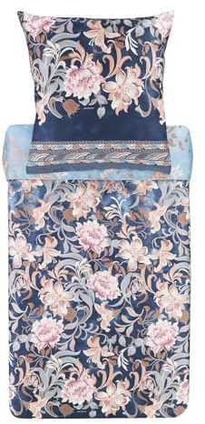 Bassetti Verona Bettwäsche + 1 Kissenhülle aus 100% Baumwollsatin in der Farbe Blau B1, Maße: 155x220 + 1 K 80x80 cm - 9325851
