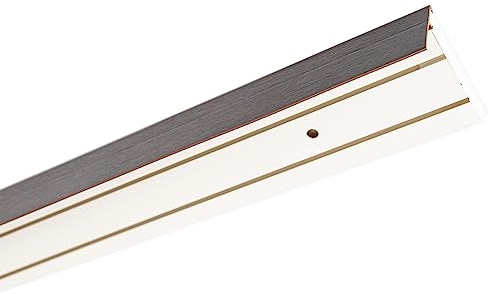 Garesa Gardinenschiene 2-läufig, Weiß I Vorhangschiene aus Kunststoff inkl. Gleiter I Vorgebohrt zur Deckenmontage I Mit Blende Farbe Wenge I 350cm