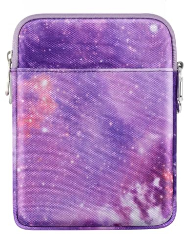 MoKo 6-7 Inch Kindle Sleeve Bag, Protective Nylon Cover Compatible with Kindle Colorsoft, Kindle Paperwhite 12th Gen 2024, Kindle 2024-2016, Fire 8/7, Kindle Oasis E-Reader, Purple Starry Sky