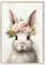 GADZRTIL, Leinwand, Wandkunst, niedliche Tiergemälde, Aquarell-Hasen-Druck, Blumenkrone, Tier-Krone, Tierkunst, niedliches Hasen-Poster, Tierkunstwerk für Baby-Mädchen, Kinderzimmer, Osterhasen-Bilder