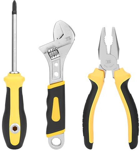 Juego de herramientas, Kit Herramientas Domésticas de Bricolaje con Llave inglesa, Alicates combinados, destornilladores para Hogar o Garaje