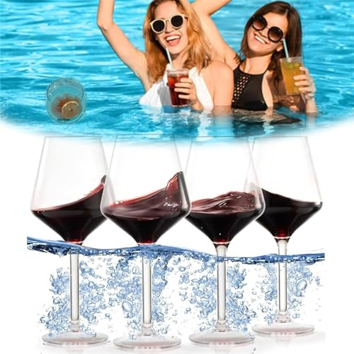 Schwimmende Weingläser für den Pool, 18 Oz bruchsichere Weingläser für den Pool, schwimmender Acrylbecher mit Stiel, Weingläser aus Kunststoff für den Außenbereich (3 pcs)