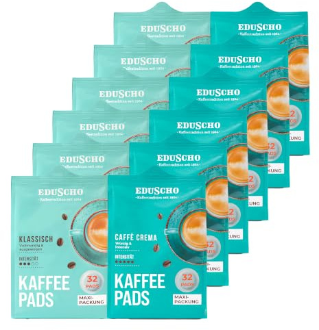Eduscho Kaffeepads Probierset, Klassisch & Caffè Crema, 384 Pads | Zwei Sorten im Set, aromafrisch, geeignet für alle Padmaschinen