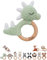 wunderwunsch® - Personalisierter Beißring Baby - Niedlicher Greifling für Baby's ab 0 Monate - Babyrassel mit Name als Baby Geschenk für Mädchen und Jungen (Dino grün,ohne Name)