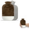 Small Hot Water Bottle with Removable Cover, Washable Bottle Cover - Miniature Hot Water Bag for Warm and Comfortable (Brown, 500ML)