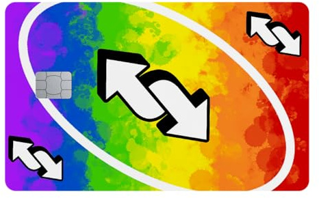 WORKIRAN Spielkarte Reverse Regenbogen Kreditkarten Aufkleber | Transport, Debitkarte, Kreditkarte | Abdeckung & Personalisierung von Bankkarten | Blasenfrei, schlank, wasserdicht