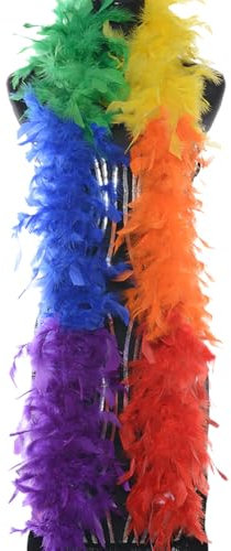 Bunte Federboa Farbige Cosplay Boa Künstliche Flauschige Boa Verkleidung Boa Tanzen Party Boa Hochzeit Boa Schal Weich Halloween Boa Unisex Kostüm Boa für Weihnachten Regenbogen