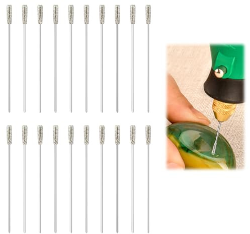 Lot de 20 petits forets diamantés de 1 mm pour bijoux en verre, forets solides revêtus de diamant pour bijoux, agate
