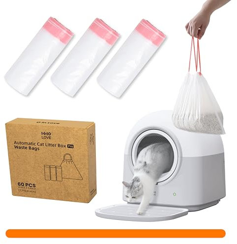 Lettiera automatica elettronica a mani libere, robot autopulente, 60 pezzi, grande capacità 60 l, sicuro, anti-pizzicamento, controllo degli odori, per più gatti (3 rotoli di fodera)