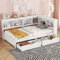 WIZBED Funktionsbett | Stauraumbett | Kinderbett mit Schubladen, USB und Bücherregal, Schlafsofa Plattformbett mit Regal, für Kinder, Jungendliche,Weiß 90x200cm