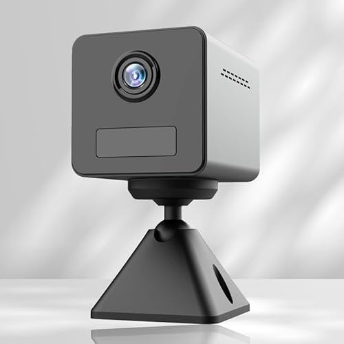 Juinteo Indoor Security Camera, HD Wifi Camera, Bluetooth, Long Battery Life, Built-in Microphone, Motion Detector, Infrared, HD Night Vision, 360° Magnetic Rotating base (Android and iOS only)