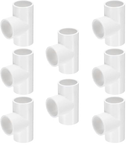 QUARKZMAN 8 StückTee PVC Fitting 1 3-Wege-Verbinder Möbelbauqualität Rohrkupplung Ellbogenarmaturen für Abwasserrohr, Wasserzufuhr Bau Garten, Weiß