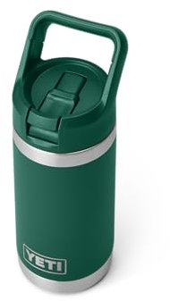 YETI Rambler Jr Kids Bottle, Vacuum Insulated Stainless Steel Bottle with Straw Cap, Black Forest Green, 12 oz (354 ml)