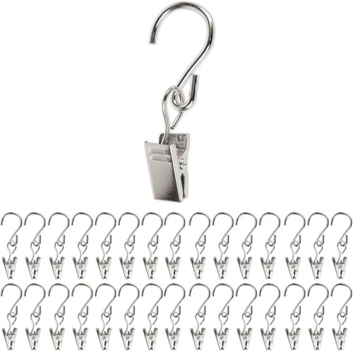 ZMDMAH 40 clip per tende in acciaio inox e metallo, con gancio in argento, clip per tenda da doccia, gancio per tenda da doccia, gancio per tenda da doccia