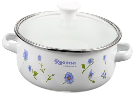 SOIMISS 1 Impostato Pentola per minestra in anfora Smaltata Maniglia pentola capiente per Cucinare Multifunzione multicottura Padella Delicata per zuppa Smalto Rosa