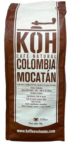 KoffeeONHOME Café en Grain 100% Arabica – Colombie Mocatán – Torréfaction Naturelle – 1 kg – Café de Spécialité