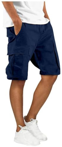 MOKBAY Short Homme Bermuda Cargo uni Treillis Militaire Running de Sécurité Bleu Marine avec Poche Vente en Ligne Ete Chantier de Travail Tactique Short Jogging Homme Bleu Marine S