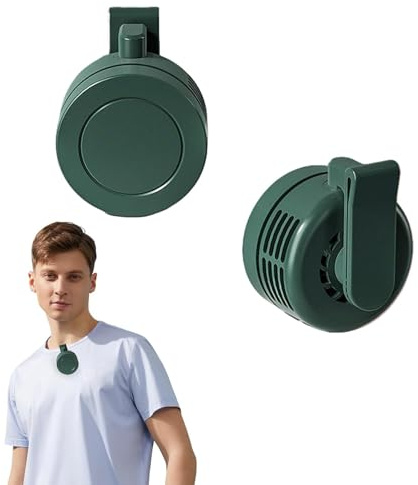 JOPWUE Mini ventilatore elettrico portatile silenzioso senza pale, con clip, con 3 velocità, ricarica USB, mini ventilatore personale per esterni, viaggi, ufficio (verde-B)