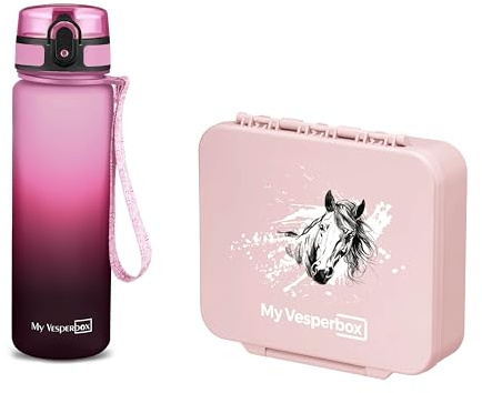 My Vesperbox Liv Set – Brotdose & 500ml Trinkflasche für Kinder – auslaufsicher & BPA-frei – Lunchbox für Schule & Kindergarten - Bento Box Set - Made in Germany