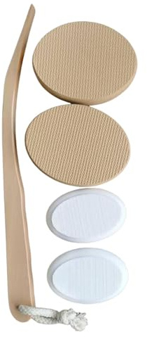 LeeQinersw Lotion Applier mit Ergonomischem Holzgriff Rückencreme Applikator Körpercreme Applikator Fußpflege Applikator mit Vier Austauschbaren EVA Pads für Fa, Hautfarbe Zwei Größen