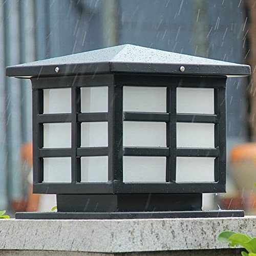 IP54 wasserdichte schwarze quadratische Außenlampe, E27 Säulenleuchte mit Acrylabdeckung, regenfeste Pfostenlaterne für Garten, Dock-Montage, Bodenleuchte