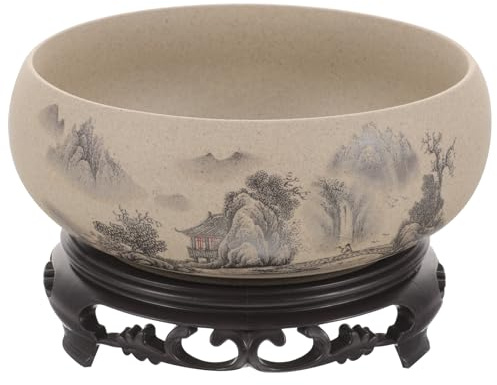SHERCHPRY Vaso per Bonsai in Ceramica Blu e Bianco, Vaso per Fiori da Interno senza Apertura, Stile Cinese, per Casa e Giardino