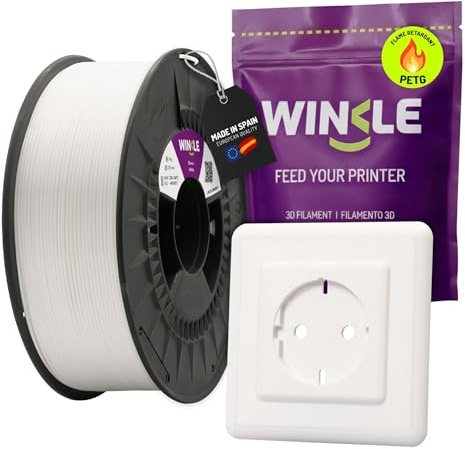 WINKLE PETG FR Filament, 1,75 mm, Weiß, 1 kg, Filament für 3D-Drucker | PETG Flammenhemmend EN13501-1 Elektronische Anwendungen und Exposition gegenüber Wärmequellen, Maßgenauigkeit +/- 0,05 mm