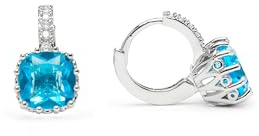 LUXENTER Ohrringe mit Zirkoniastein, blauer Topas, rhodiniert, blau, Schmuck für Damen, Modell Rilhi