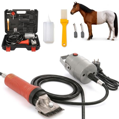690W Profi Elektrische Pferdeschermaschine, 2800 U/min Hochleistung Viehschere mit Hängemotor Biegsamer Welle 24-Zähne Schermesser, Heavy Duty Schermaschine für Pferde Equiden Ziegen Rinder Ponys