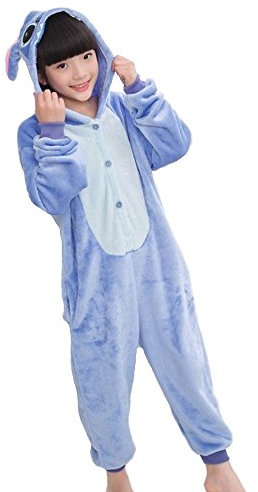 emmarcon Pyjama Animaux pour Enfants, Costume de Carnaval, Halloween, fête, Cosplay, Unisexe - Bleu - 4-5 Ans