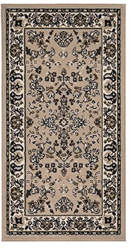 andiamo klassischer Orient Teppich Webteppich mit orientalischen Mustern und Ornamenten Beige 80 x 150 cm
