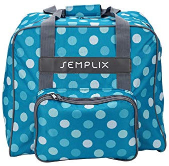 SEMPLIX Overlocktasche/Coverlocktasche Polka Dots, Groß, Stabil, für Transport/Aufbewahrung aller gängiger Maschinen, Petrol/Türkis 44x38x33cm