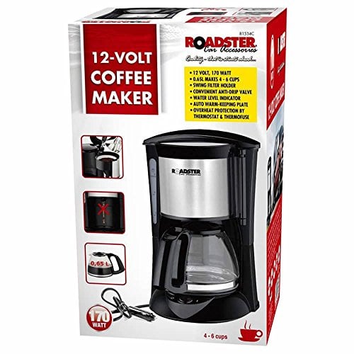 Roadster 12v Cigarette Plug Car Van Truck Camper Auto Travel Kettle Coffee Machine Maker